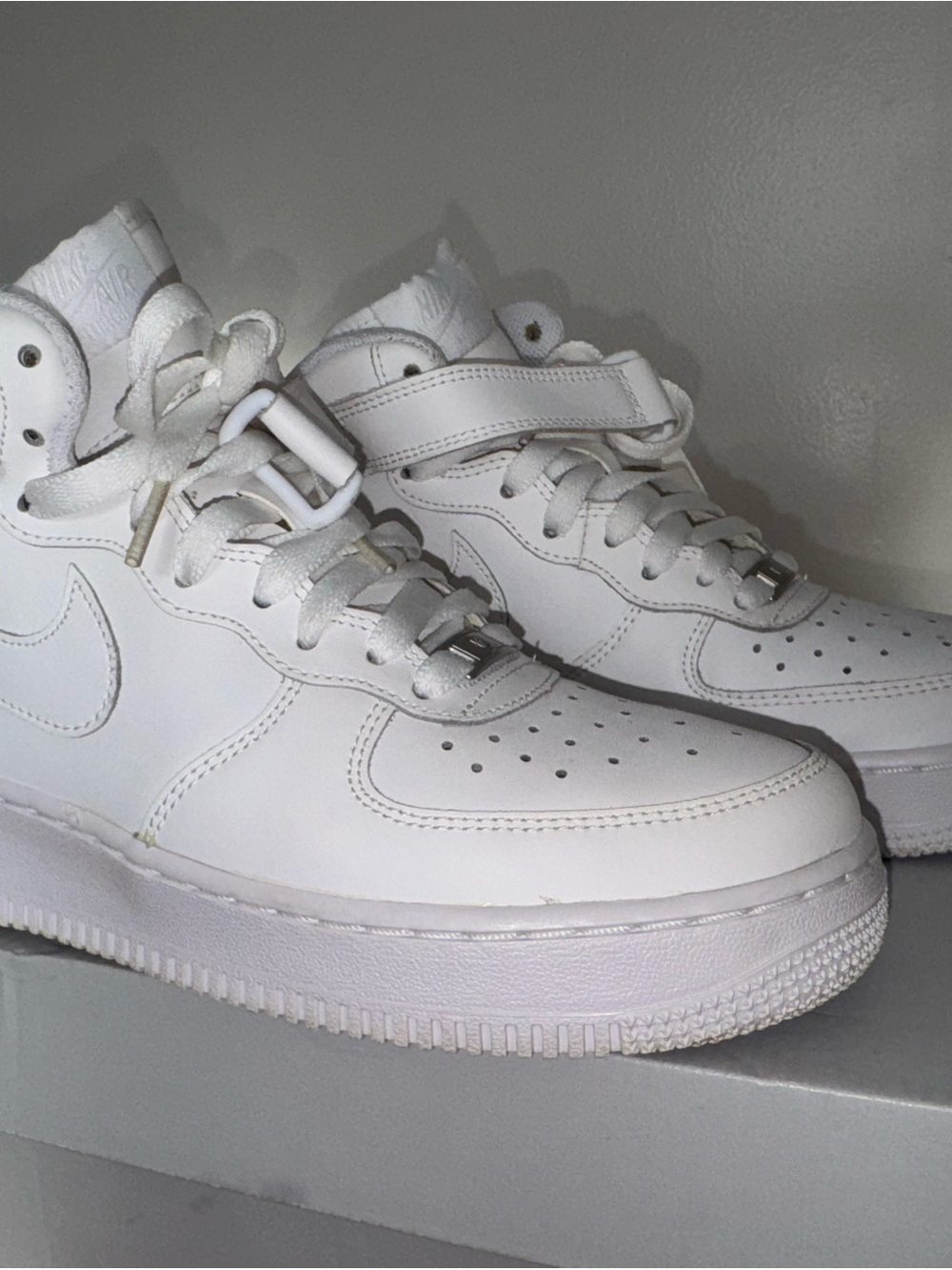 Nike White Mid-Top Leather Swoosh Sneakers